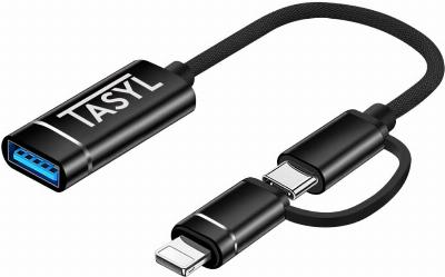 2in1 OTG USB Adapter for iPhone iPad MacBook USB C, USB 3.0 Adapter Cable for Thunderbolt Keyboard Dongle MIDI - Not for Charging, Not for SSD & HDD