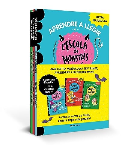 Cubierta de Aprendre a llegir a l'Escola de Monstres - Pack amb els llibres 1, 2 i 3: Amb lletra MAJÚSCULA (llibres per a nens a partir de 5 anys)