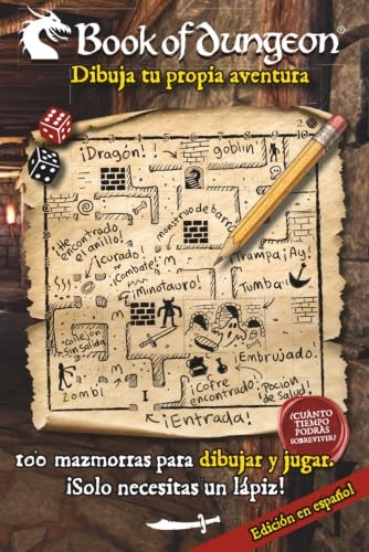 Cubierta de Book of Dungeon - Un libro-juego de aventuras para dibujar y jugar: 100 mazmorras para dibujar y jugar